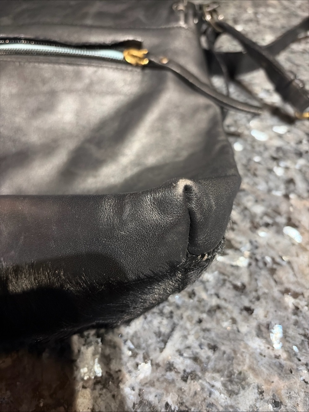 Cavalcanti Italy Leather Shoulder Strap Bag Crossbody Fur Hobo Black - Picture 10 of 12